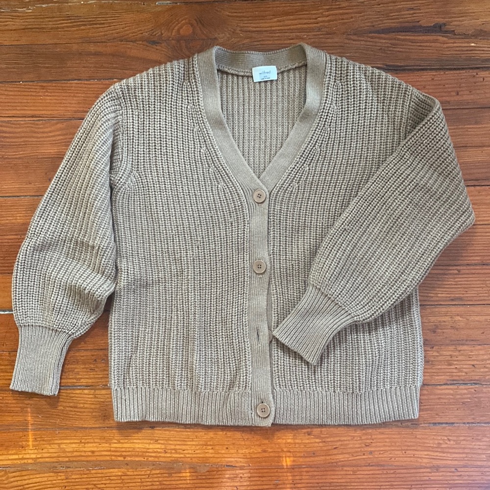Aritzia Wilfred Wool Cardigan Sweater Brown Camel XXS 2XS